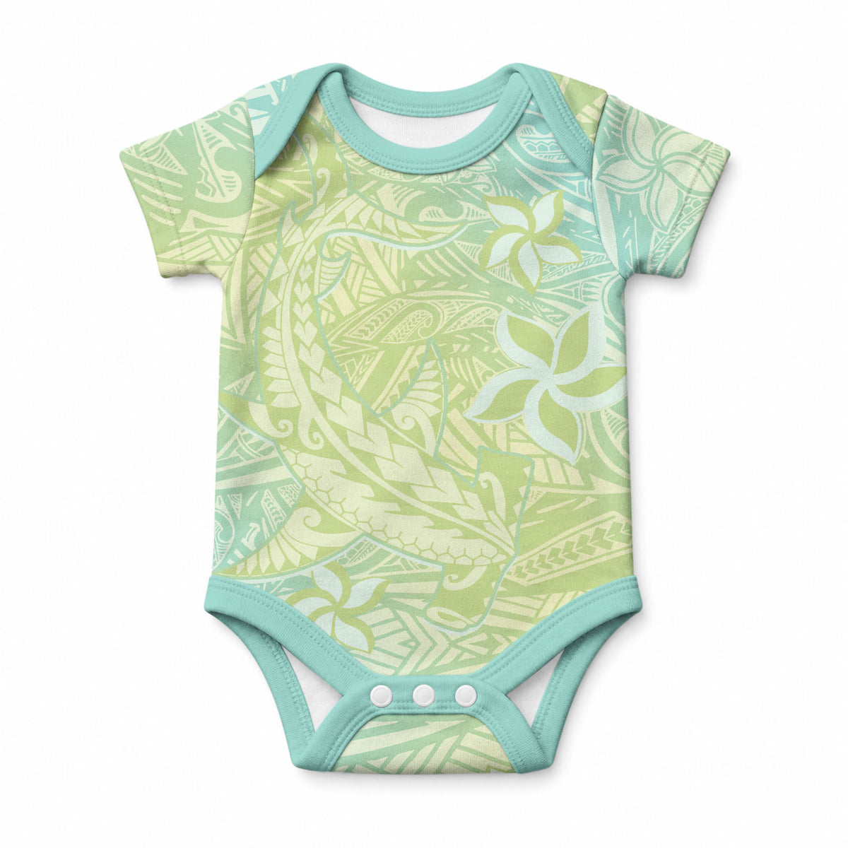 Baby Green Gradient Polynesia Baby Onesie Hawaiian Tribal Hammerhead Shark Tattoo LT14 Baby Green - Polynesian Pride