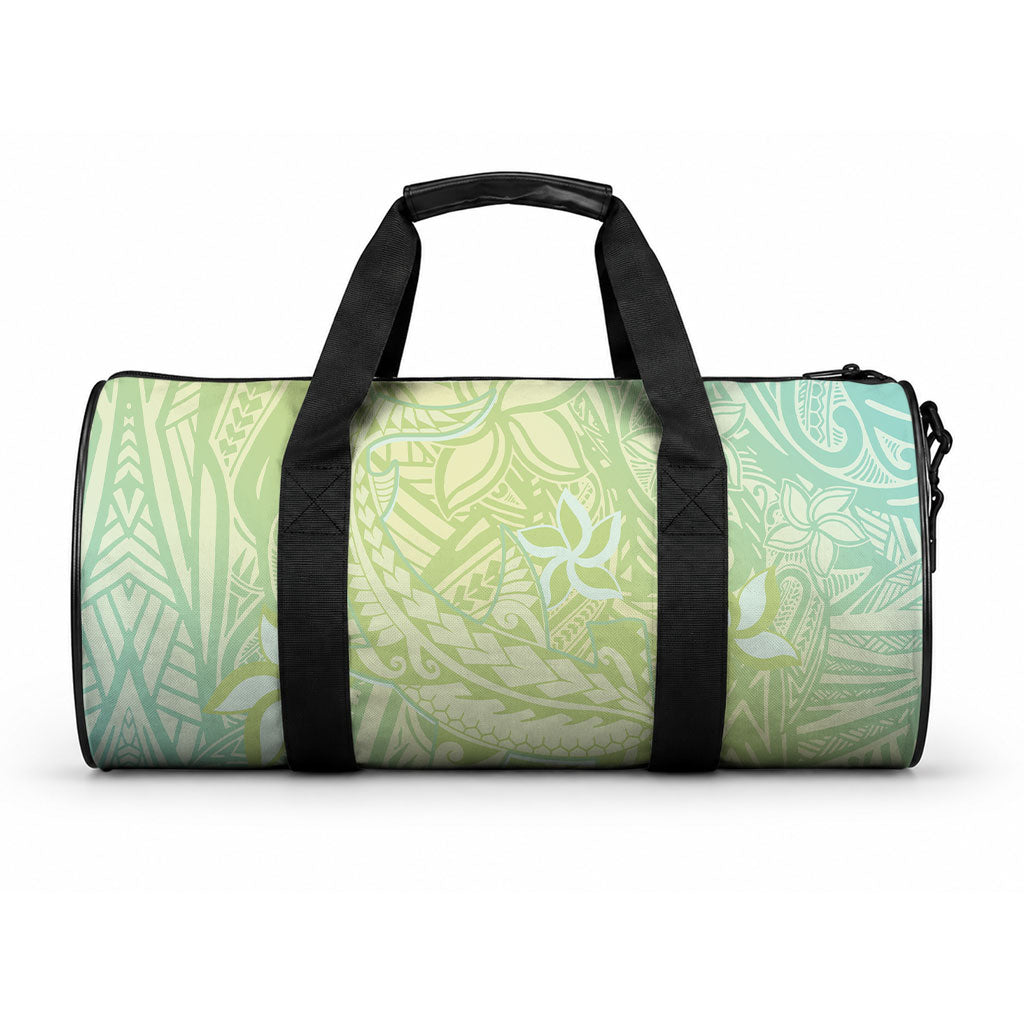 Baby Green Gradient Polynesia Duffle Bag Hawaiian Tribal Hammerhead Shark Tattoo