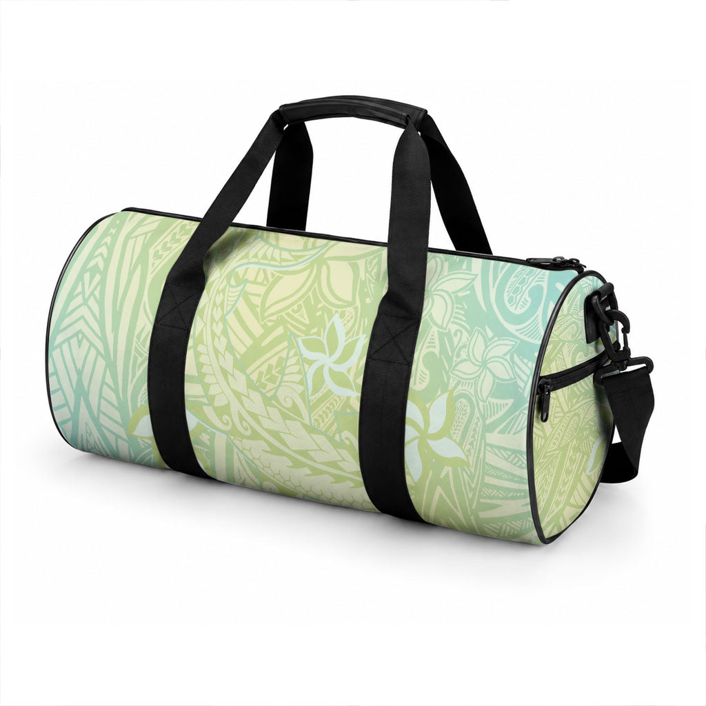 Baby Green Gradient Polynesia Duffle Bag Hawaiian Tribal Hammerhead Shark Tattoo