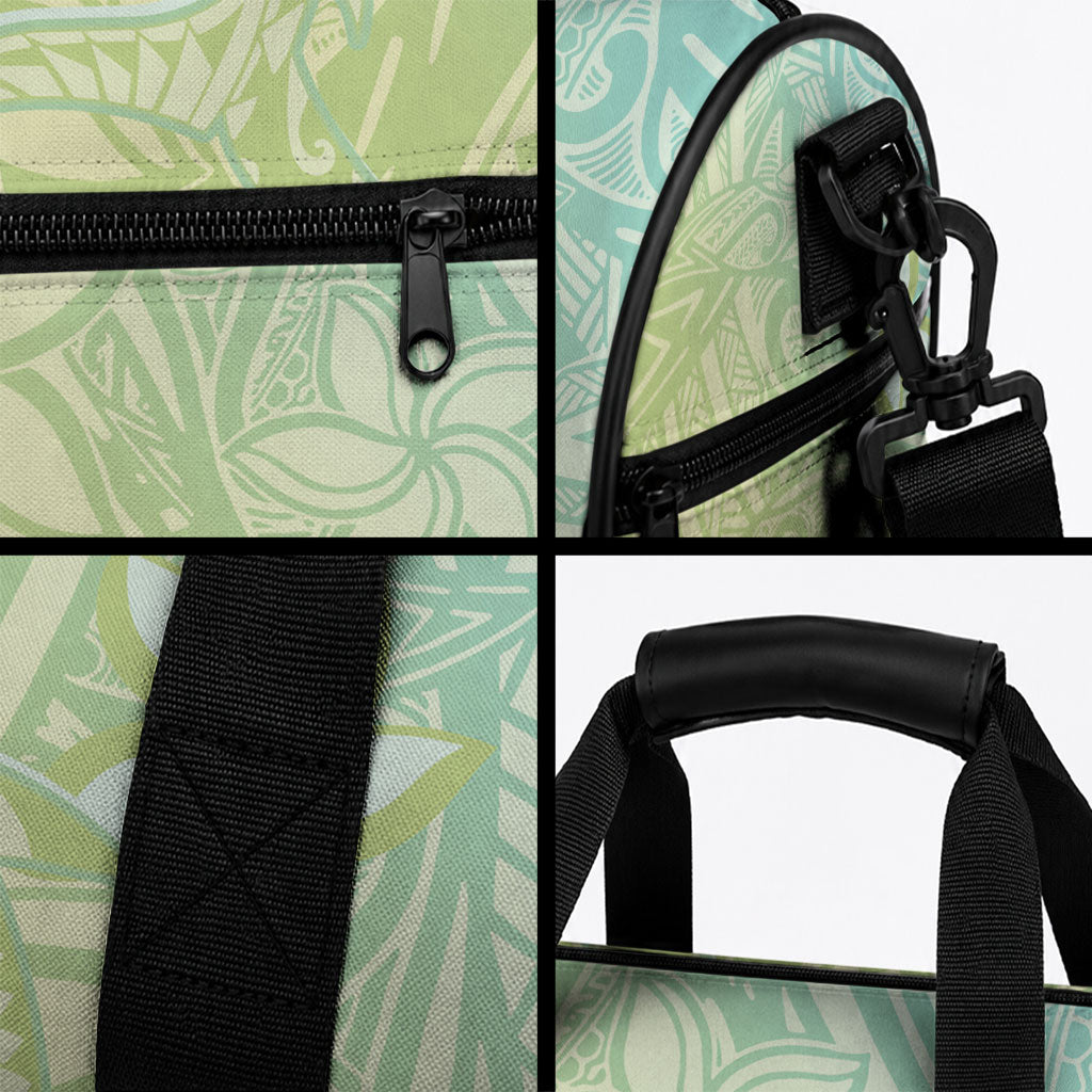 Baby Green Gradient Polynesia Duffle Bag Hawaiian Tribal Hammerhead Shark Tattoo