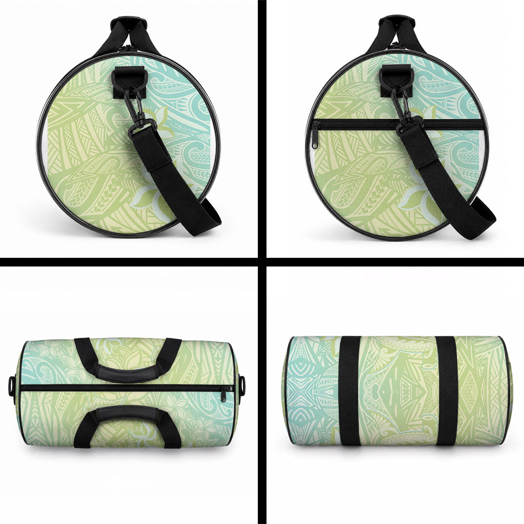 Baby Green Gradient Polynesia Duffle Bag Hawaiian Tribal Hammerhead Shark Tattoo