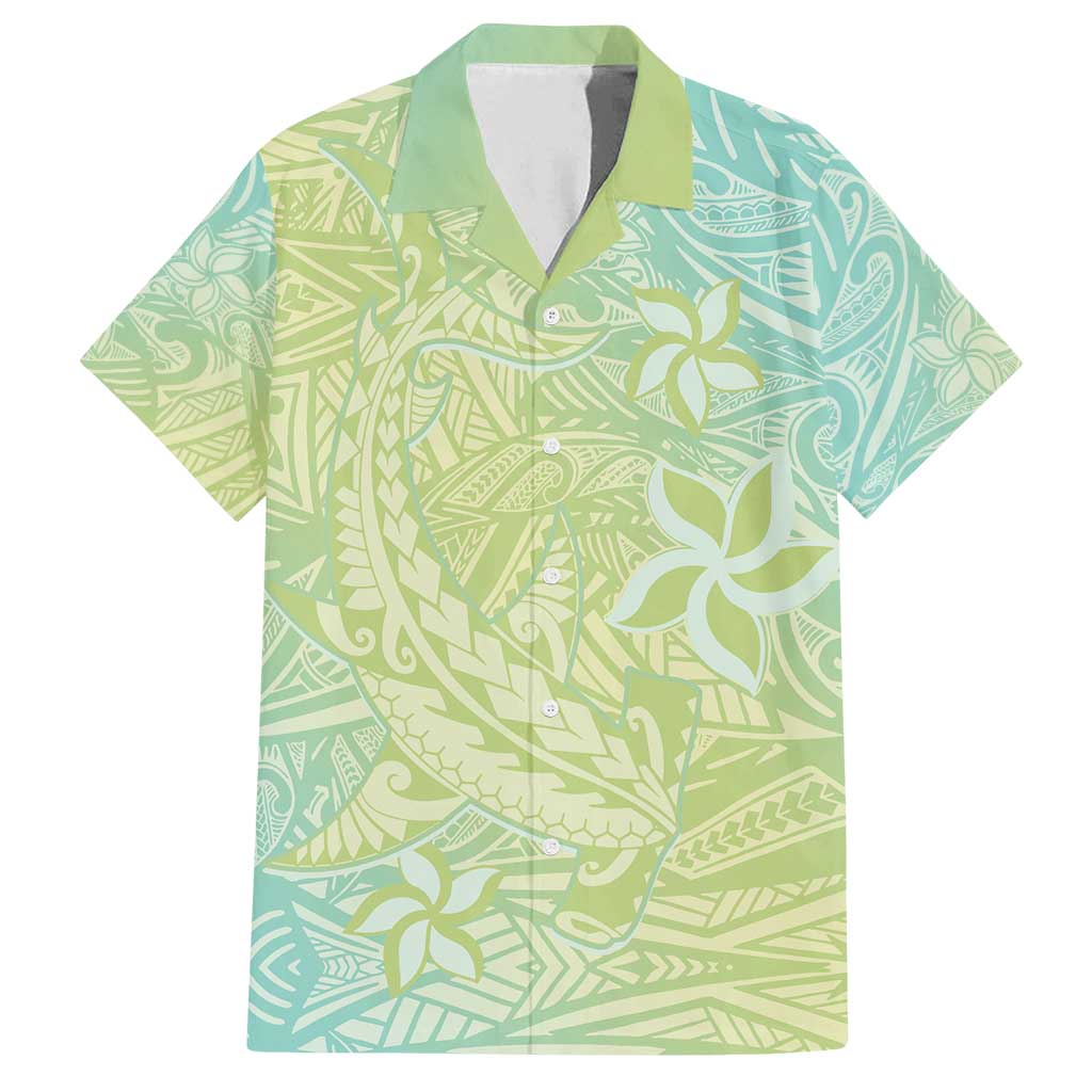 Baby Green Gradient Polynesia Family Matching Long Sleeve Bodycon Dress and Hawaiian Shirt Hawaiian Tribal Hammerhead Shark Tattoo LT14 Dad's Shirt - Short Sleeve Baby Green - Polynesian Pride