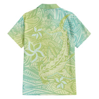Baby Green Gradient Polynesia Family Matching Off Shoulder Maxi Dress and Hawaiian Shirt Hawaiian Tribal Hammerhead Shark Tattoo LT14 - Polynesian Pride
