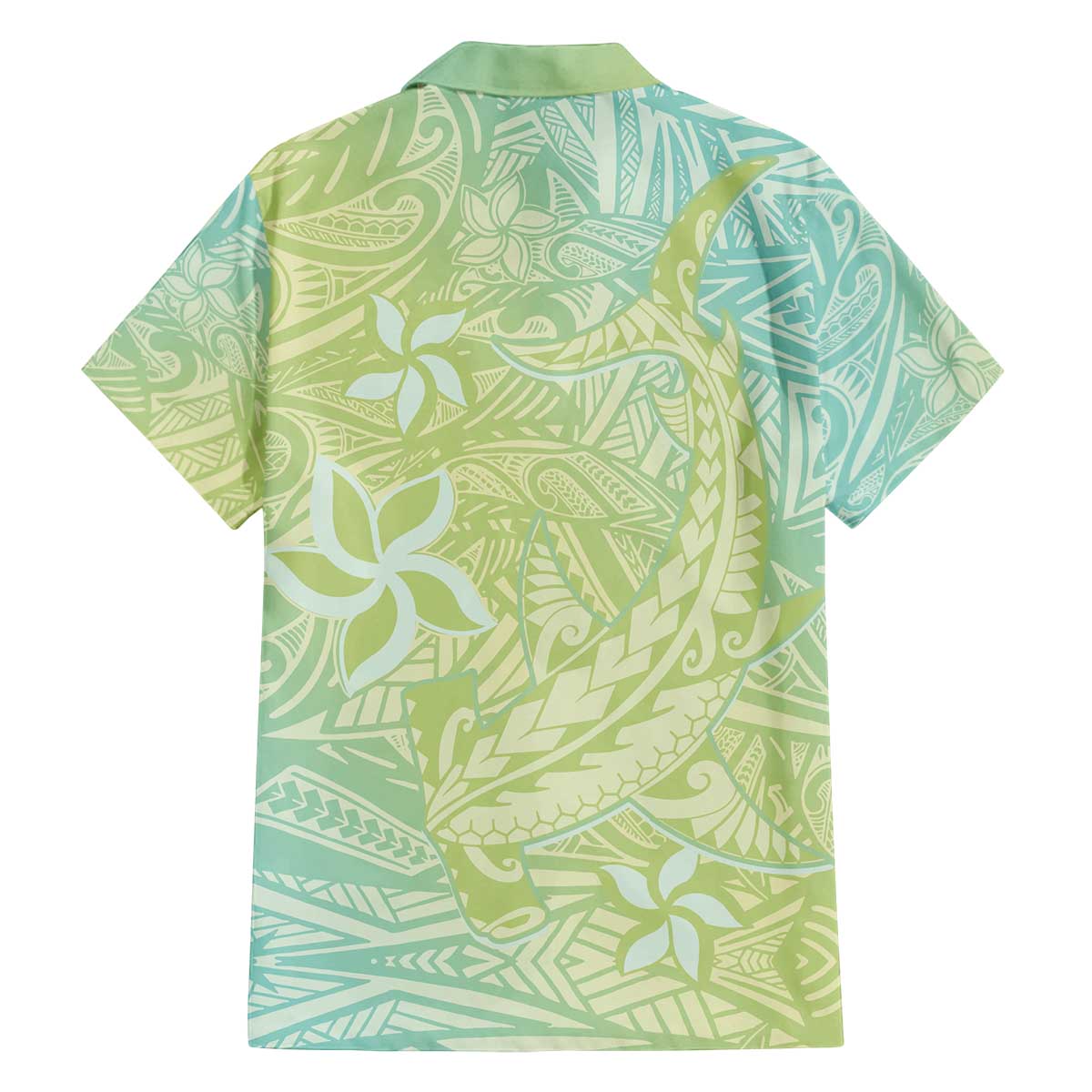 Baby Green Gradient Polynesia Family Matching Off Shoulder Short Dress and Hawaiian Shirt Hawaiian Tribal Hammerhead Shark Tattoo LT14 - Polynesian Pride