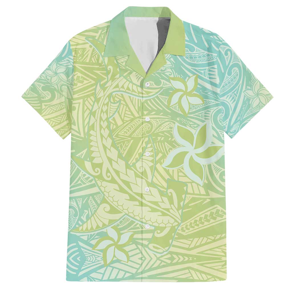 Baby Green Gradient Polynesia Family Matching Short Sleeve Bodycon Dress and Hawaiian Shirt Hawaiian Tribal Hammerhead Shark Tattoo LT14 Dad's Shirt - Short Sleeve Baby Green - Polynesian Pride