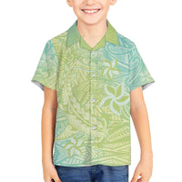 Baby Green Gradient Polynesia Family Matching Short Sleeve Bodycon Dress and Hawaiian Shirt Hawaiian Tribal Hammerhead Shark Tattoo LT14 Son's Shirt Baby Green - Polynesian Pride