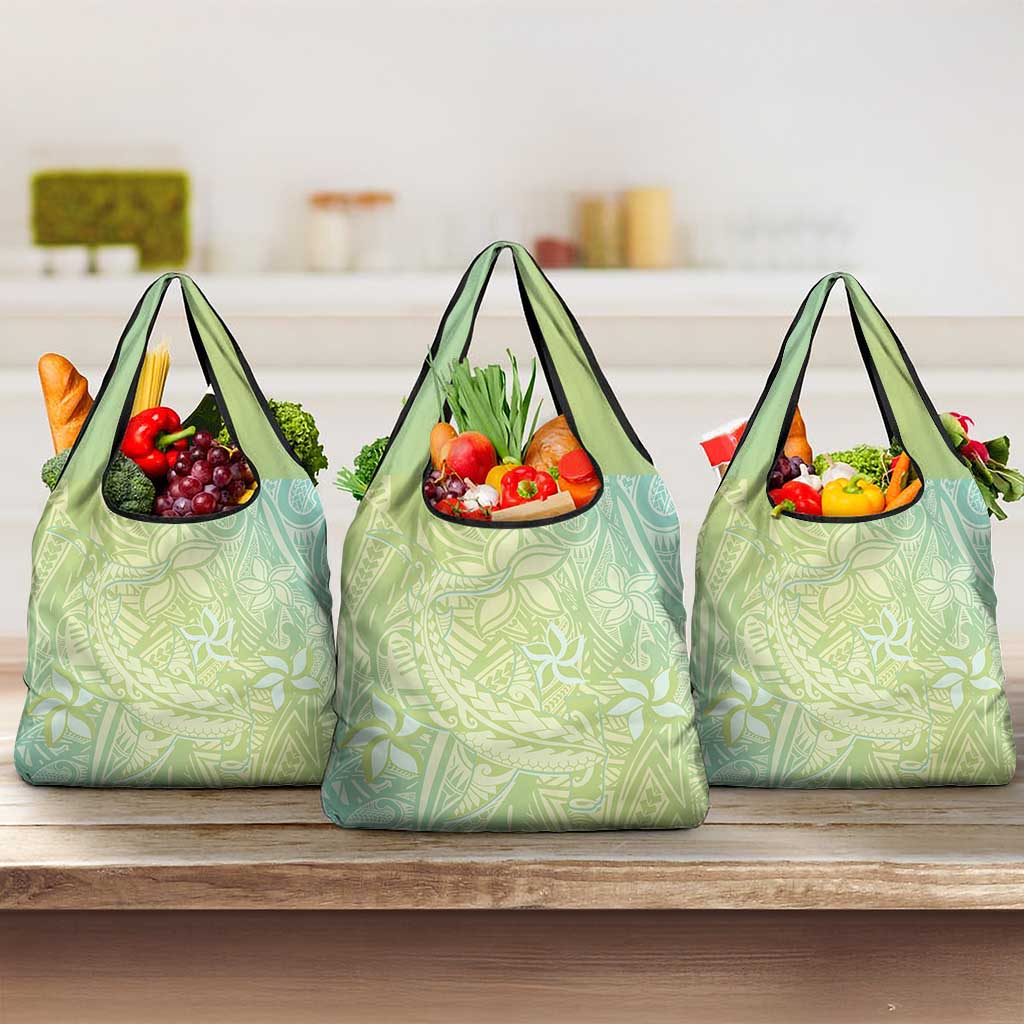 Baby Green Gradient Polynesia Grocery Bag Hawaiian Tribal Hammerhead Shark Tattoo
