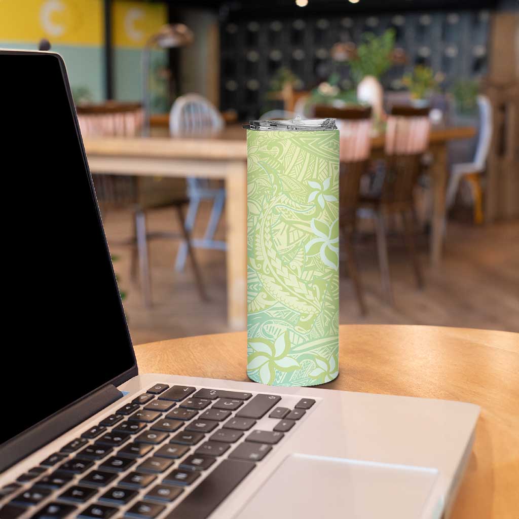 Baby Green Gradient Polynesia Skinny Tumbler Hawaiian Tribal Hammerhead Shark Tattoo