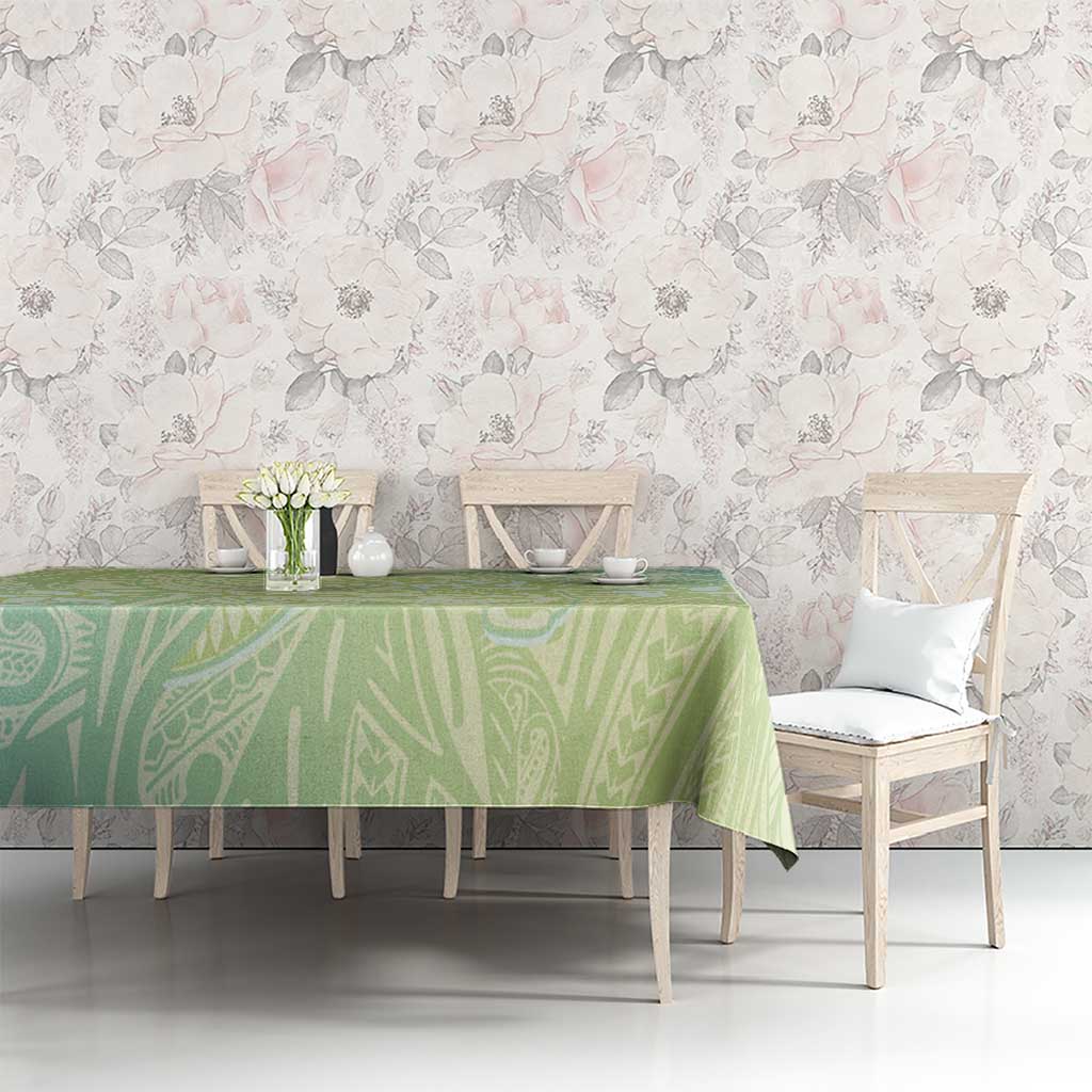Baby Green Gradient Polynesia Tablecloth Hawaiian Tribal Hammerhead Shark Tattoo