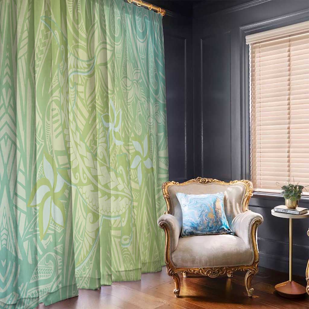 Baby Green Gradient Polynesia Window Curtain Hawaiian Tribal Hammerhead Shark Tattoo
