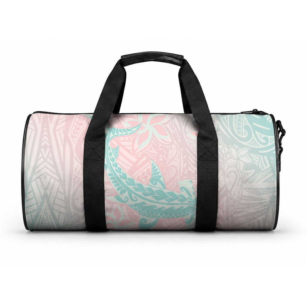 Baby Pink Gradient Polynesia Duffle Bag Hawaiian Tribal Hammerhead Shark Tattoo