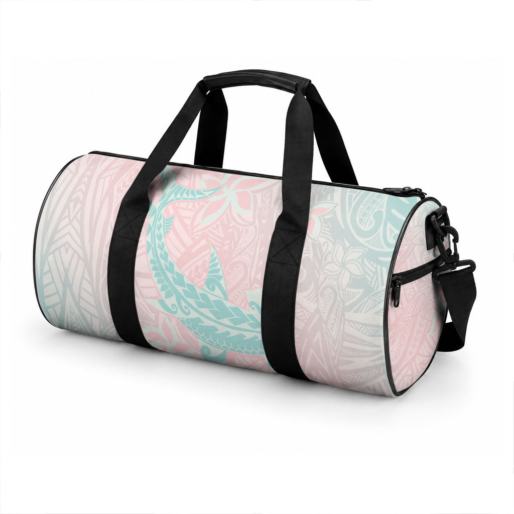 Baby Pink Gradient Polynesia Duffle Bag Hawaiian Tribal Hammerhead Shark Tattoo