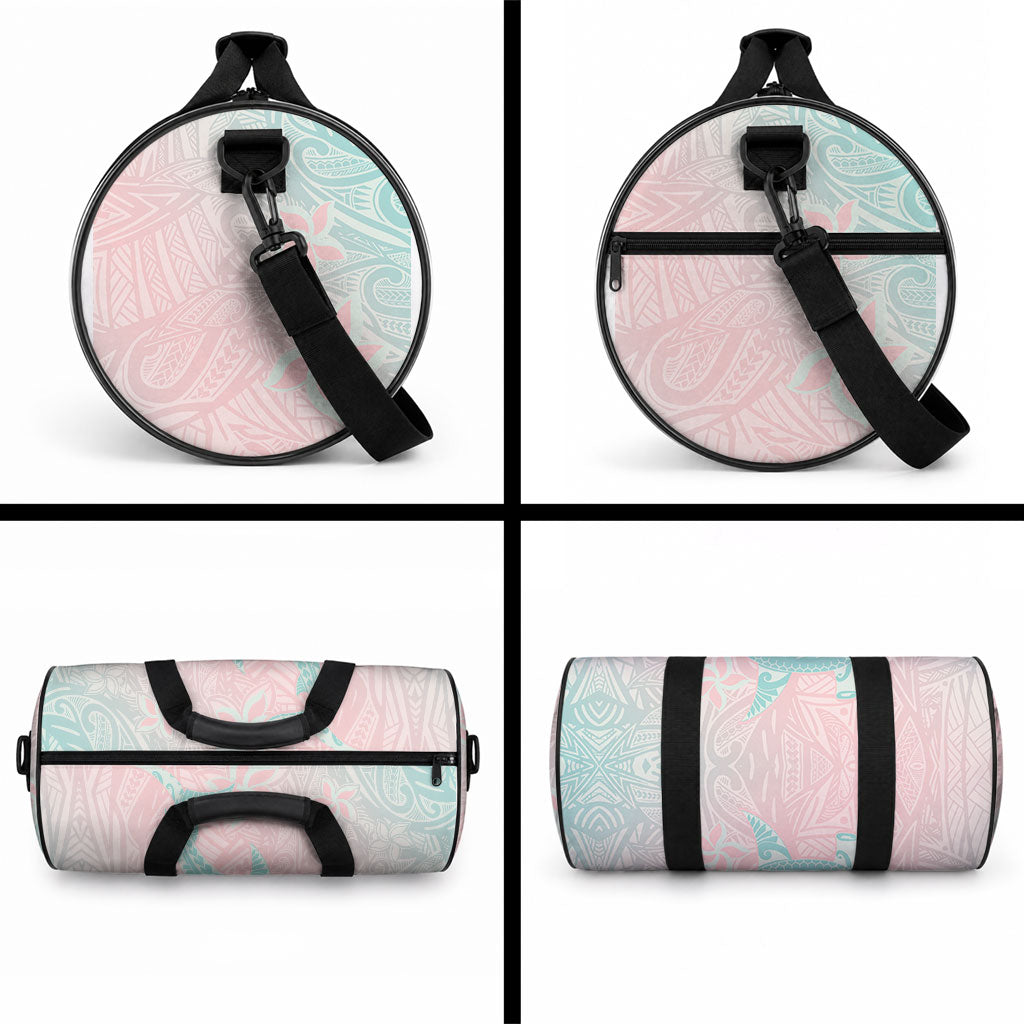 Baby Pink Gradient Polynesia Duffle Bag Hawaiian Tribal Hammerhead Shark Tattoo