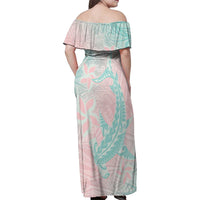 Baby Pink Gradient Polynesia Family Matching Off Shoulder Maxi Dress and Hawaiian Shirt Hawaiian Tribal Hammerhead Shark Tattoo LT14 - Polynesian Pride