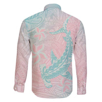 Baby Pink Gradient Polynesia Family Matching Off Shoulder Short Dress and Hawaiian Shirt Hawaiian Tribal Hammerhead Shark Tattoo LT14 - Polynesian Pride