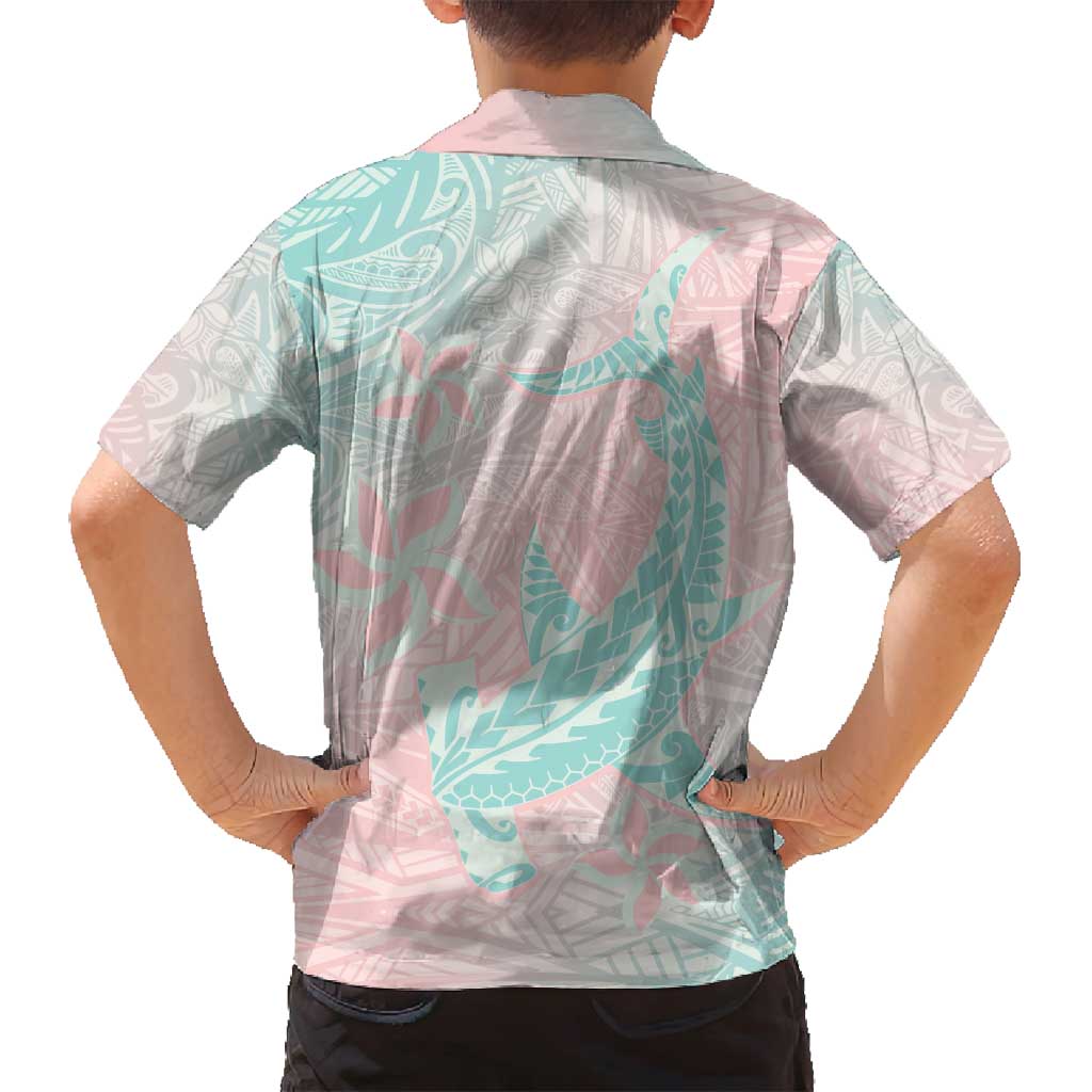 Baby Pink Gradient Polynesia Family Matching Summer Maxi Dress and Hawaiian Shirt Hawaiian Tribal Hammerhead Shark Tattoo LT14 - Polynesian Pride