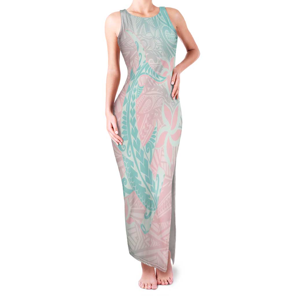 Baby Pink Gradient Polynesia Family Matching Tank Maxi Dress and Hawaiian Shirt Hawaiian Tribal Hammerhead Shark Tattoo LT14 Mom's Dress Baby Pink - Polynesian Pride