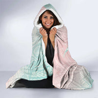 Baby Pink Gradient Polynesia Hooded Blanket Hawaiian Tribal Hammerhead Shark Tattoo