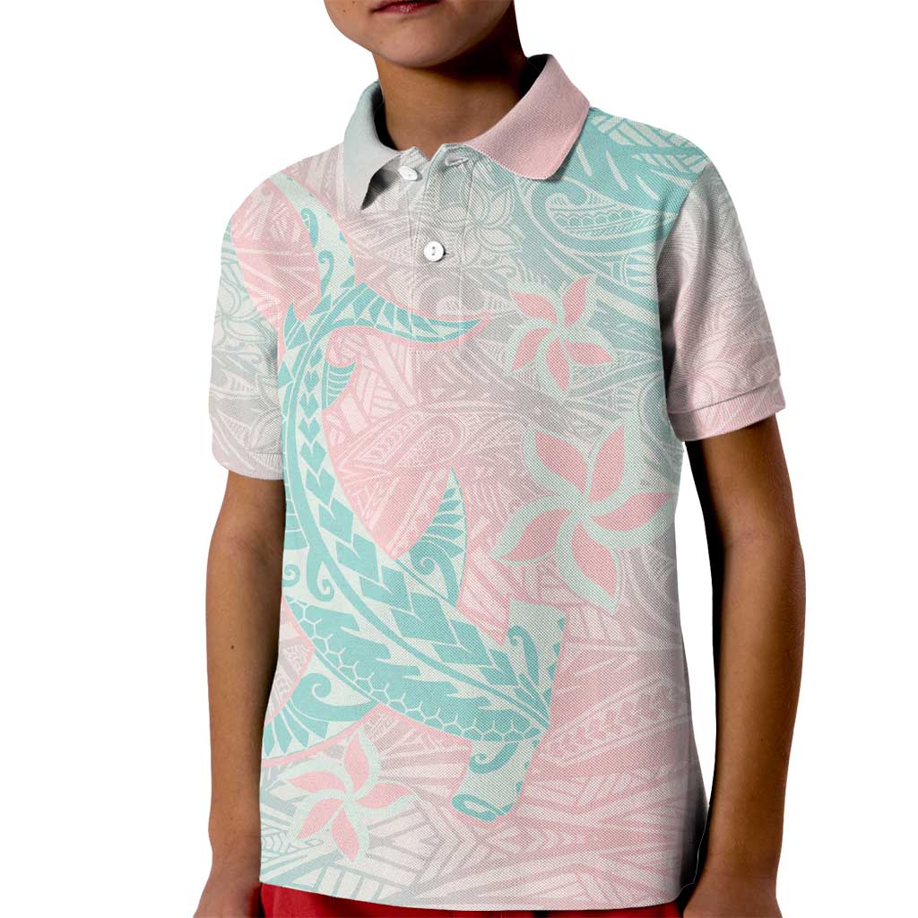 Baby Pink Gradient Polynesia Kid Polo Shirt Hawaiian Tribal Hammerhead Shark Tattoo