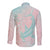 Baby Pink Gradient Polynesia Long Sleeve Button Shirt Hawaiian Tribal Hammerhead Shark Tattoo