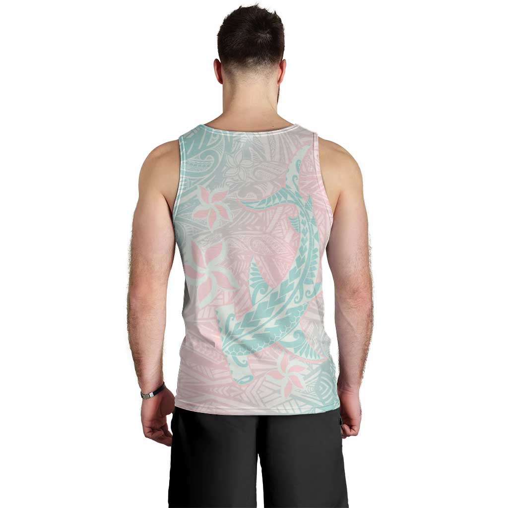 Baby Pink Gradient Polynesia Men Tank Top Hawaiian Tribal Hammerhead Shark Tattoo