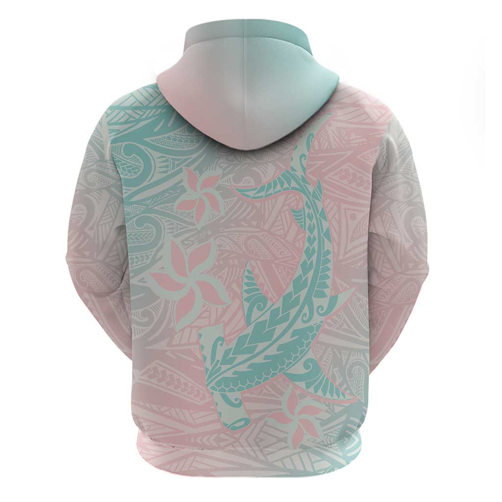 Baby Pink Gradient Polynesia Zip Hoodie Hawaiian Tribal Hammerhead Shark Tattoo LT14 - Polynesian Pride
