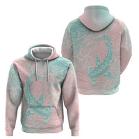Baby Pink Gradient Polynesia Zip Hoodie Hawaiian Tribal Hammerhead Shark Tattoo LT14 - Polynesian Pride