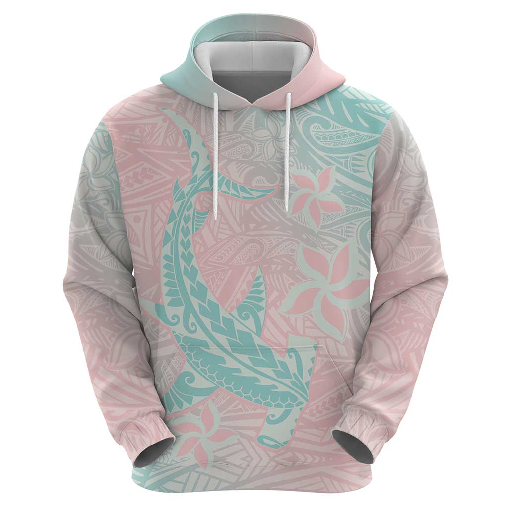 Baby Pink Gradient Polynesia Zip Hoodie Hawaiian Tribal Hammerhead Shark Tattoo LT14 - Polynesian Pride