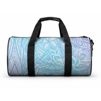 Baby Blue Gradient Polynesia Duffle Bag Hawaiian Tribal Hammerhead Shark Tattoo