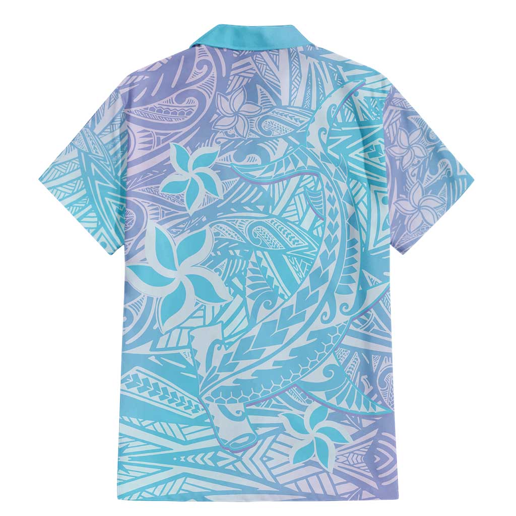 Baby Blue Gradient Polynesia Family Matching Mermaid Dress and Hawaiian Shirt Hawaiian Tribal Hammerhead Shark Tattoo LT14 - Polynesian Pride