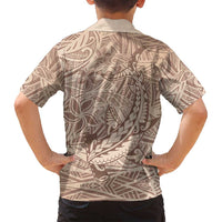 Pastel Brown Polynesia Family Matching Long Sleeve Bodycon Dress and Hawaiian Shirt Hawaiian Tribal Hammerhead Shark Tattoo LT14 - Polynesian Pride
