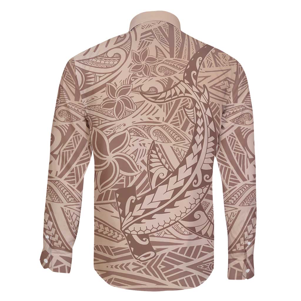 Pastel Brown Polynesia Family Matching Mermaid Dress and Hawaiian Shirt Hawaiian Tribal Hammerhead Shark Tattoo LT14 - Polynesian Pride
