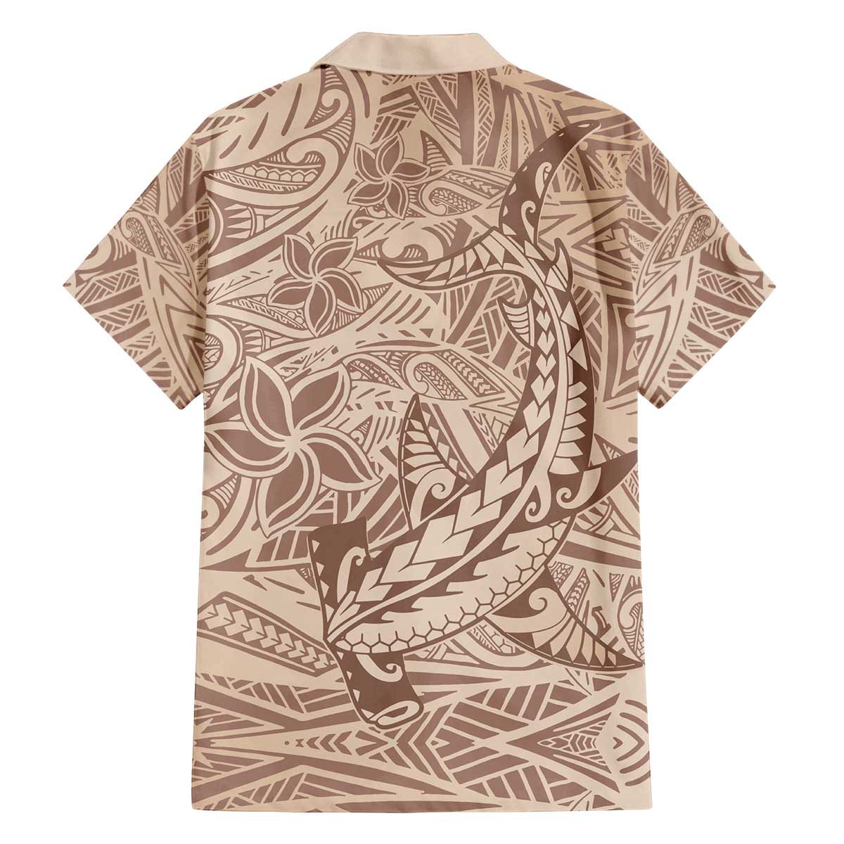 Pastel Brown Polynesia Family Matching Off The Shoulder Long Sleeve Dress and Hawaiian Shirt Hawaiian Tribal Hammerhead Shark Tattoo LT14 - Polynesian Pride