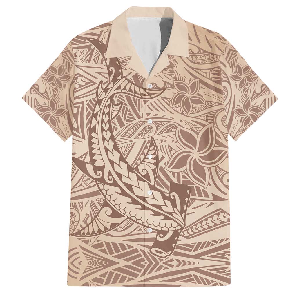 Pastel Brown Polynesia Family Matching Short Sleeve Bodycon Dress and Hawaiian Shirt Hawaiian Tribal Hammerhead Shark Tattoo LT14 Dad's Shirt - Short Sleeve Pastel Brown - Polynesian Pride