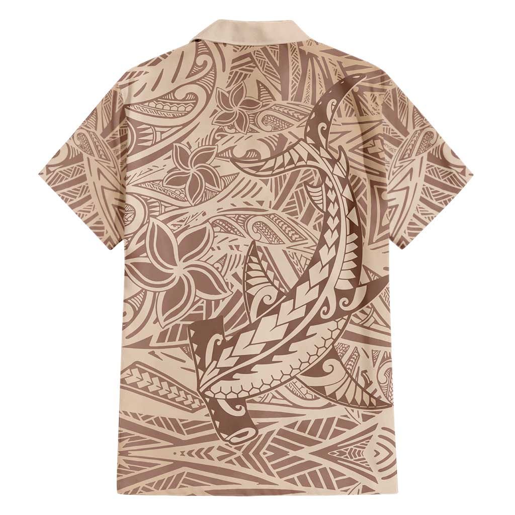 Pastel Brown Polynesia Family Matching Short Sleeve Bodycon Dress and Hawaiian Shirt Hawaiian Tribal Hammerhead Shark Tattoo LT14 - Polynesian Pride