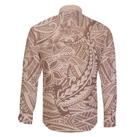 Pastel Brown Polynesia Family Matching Tank Maxi Dress and Hawaiian Shirt Hawaiian Tribal Hammerhead Shark Tattoo LT14 - Polynesian Pride