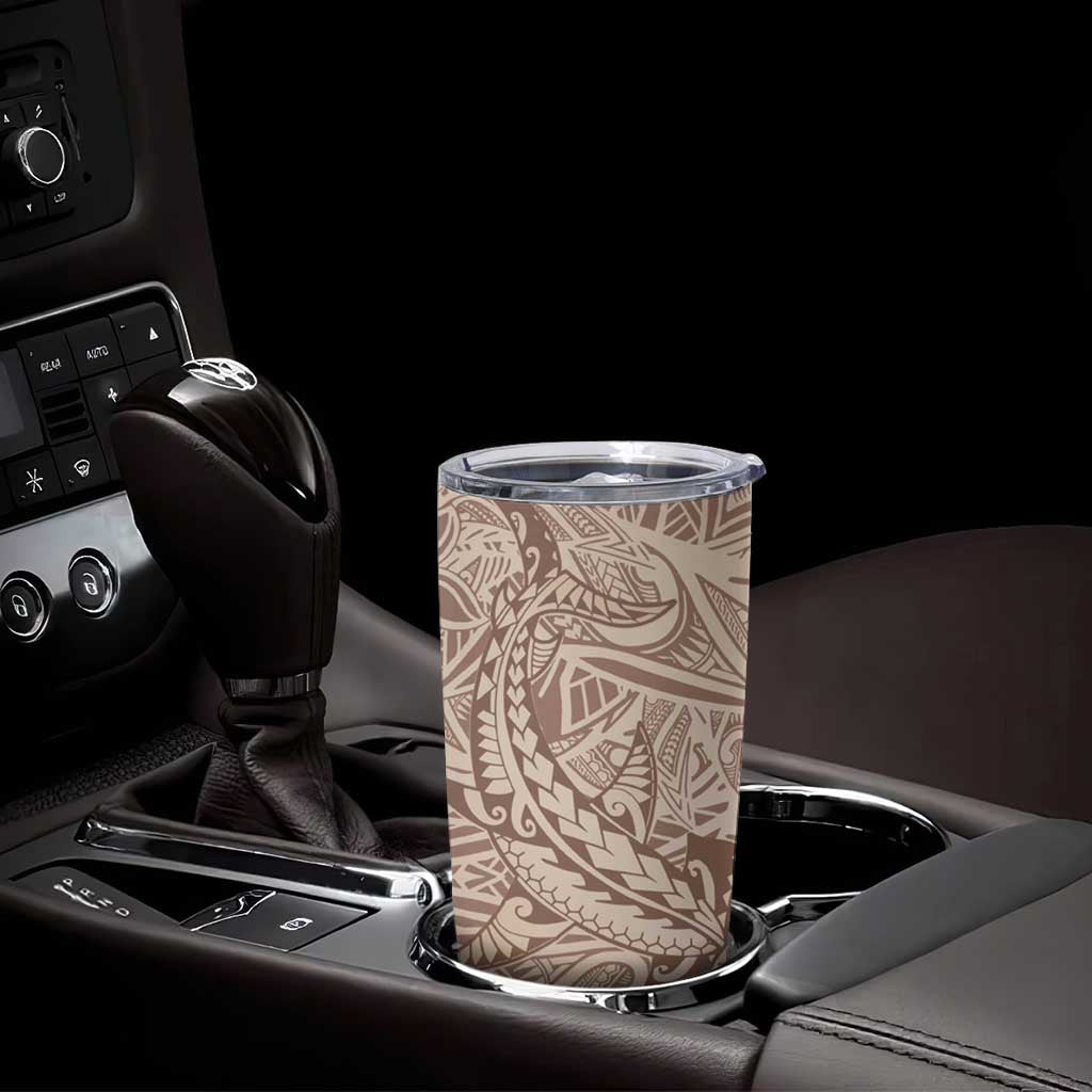 Pink Gradient Polynesia Tumbler Cup Hawaiian Tribal Hammerhead Shark Tattoo