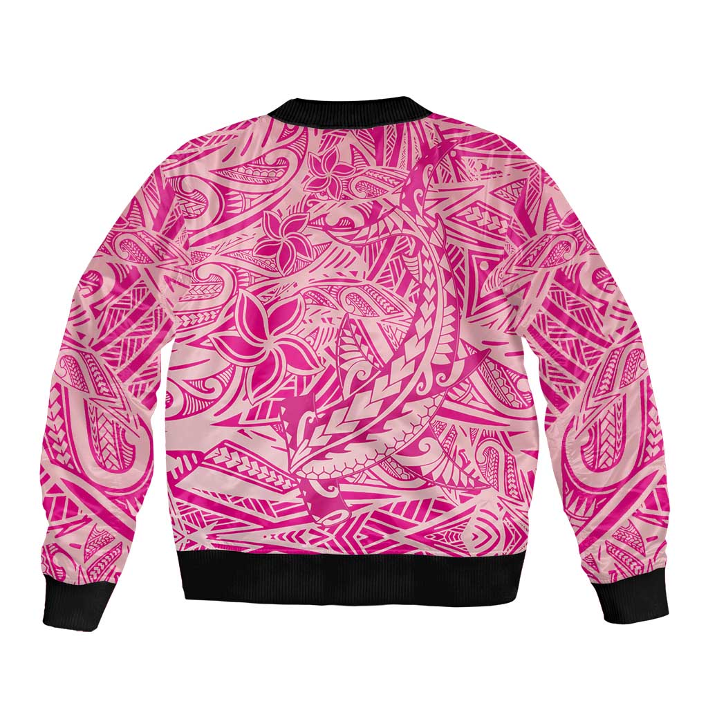Beige Gradient Polynesia Bomber Jacket Hawaiian Tribal Hammerhead Shark Tattoo