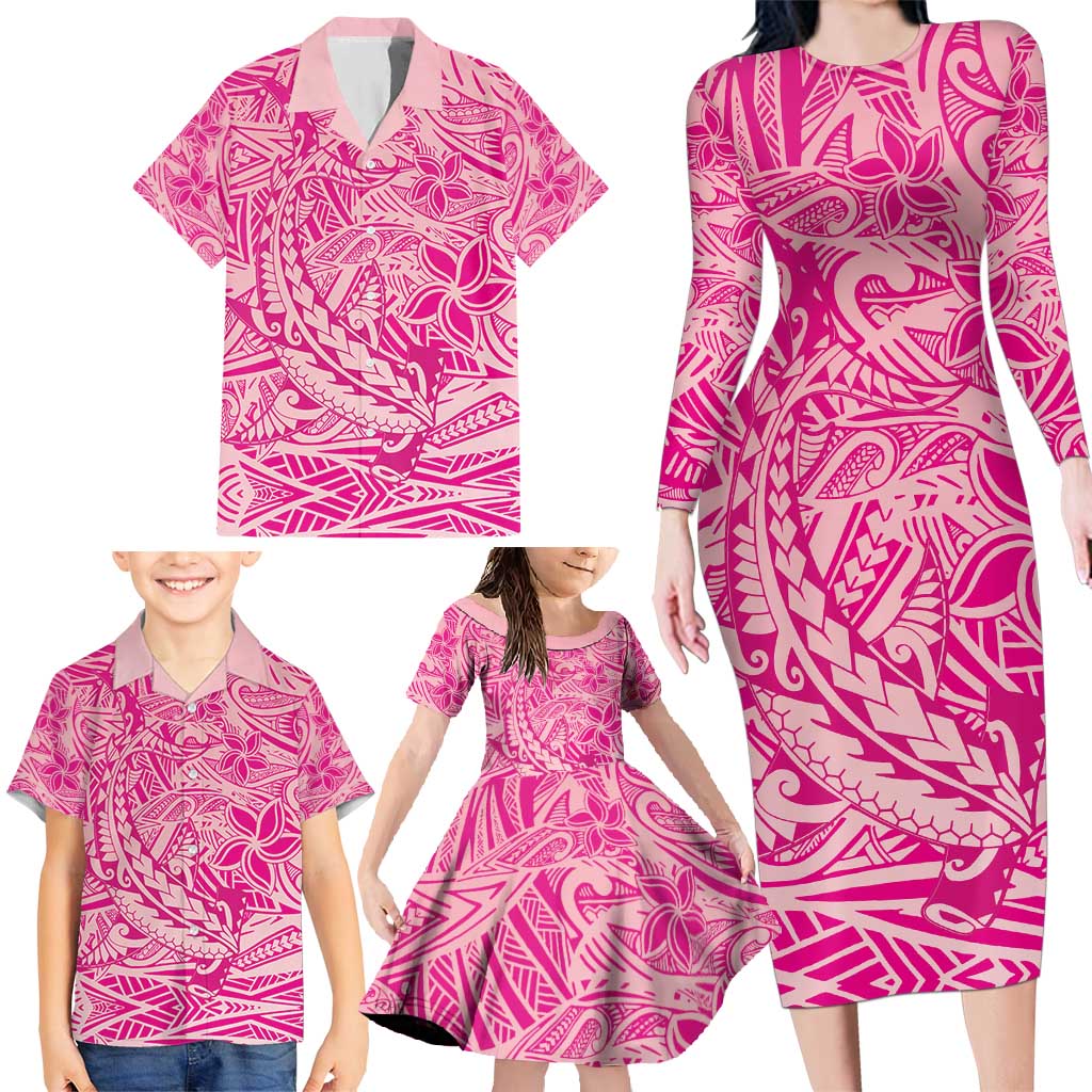 Beige Gradient Polynesia Family Matching Long Sleeve Bodycon Dress and Hawaiian Shirt Hawaiian Tribal Hammerhead Shark Tattoo LT14 - Polynesian Pride