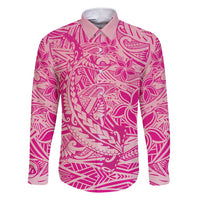 Beige Gradient Polynesia Family Matching Short Sleeve Bodycon Dress and Hawaiian Shirt Hawaiian Tribal Hammerhead Shark Tattoo LT14 Dad's Shirt - Long Sleeve Beige - Polynesian Pride