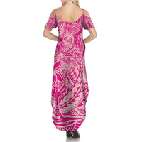 Beige Gradient Polynesia Family Matching Summer Maxi Dress and Hawaiian Shirt Hawaiian Tribal Hammerhead Shark Tattoo