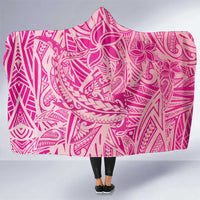 Beige Gradient Polynesia Hooded Blanket Hawaiian Tribal Hammerhead Shark Tattoo