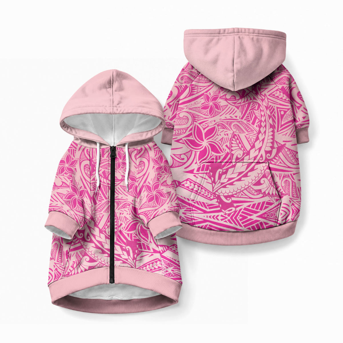Beige Gradient Polynesia Pet Hoodie Hawaiian Tribal Hammerhead Shark Tattoo LT14 Zip-up Beige - Polynesian Pride