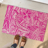 Beige Gradient Polynesia Rubber Doormat Hawaiian Tribal Hammerhead Shark Tattoo