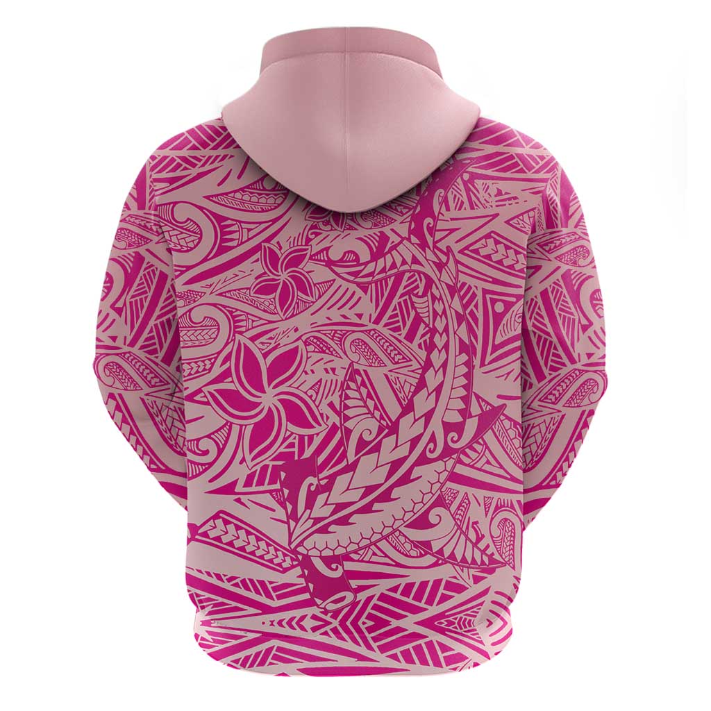 Beige Gradient Polynesia Zip Hoodie Hawaiian Tribal Hammerhead Shark Tattoo