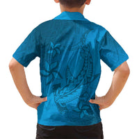 Blue Gradient Polynesia Hawaiian Shirt Hawaiian Tribal Hammerhead Shark Tattoo