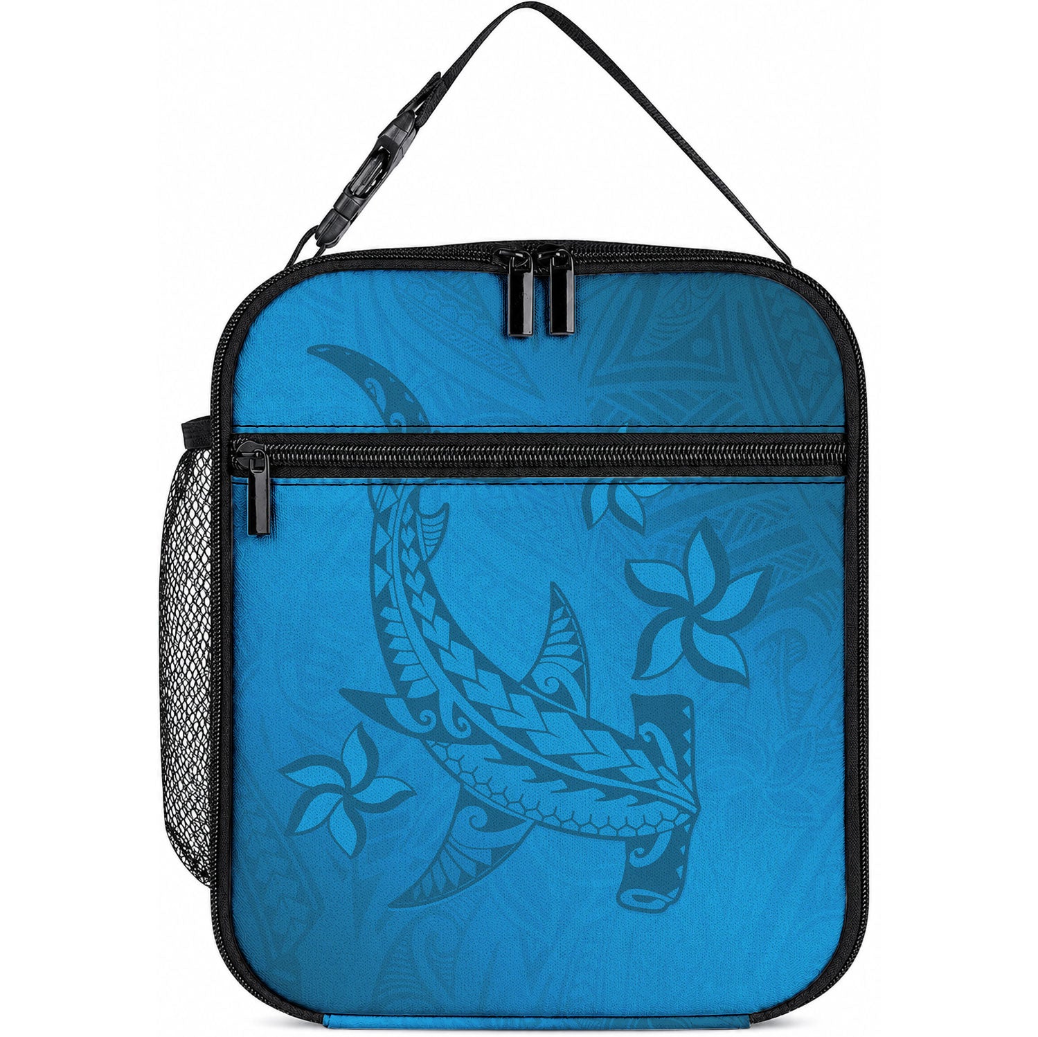 Blue Gradient Polynesia Lunch Bag Hawaiian Tribal Hammerhead Shark Tattoo LT14 10.2 × 8.3 × 4.3 inch Blue - Polynesian Pride