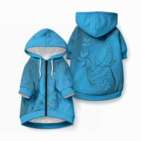 Blue Gradient Polynesia Pet Hoodie Hawaiian Tribal Hammerhead Shark Tattoo LT14 Zip-up Blue - Polynesian Pride