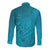 Dark Cyan Gradient Polynesia Long Sleeve Button Shirt Hawaiian Tribal Hammerhead Shark Tattoo