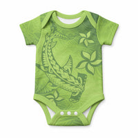 Green Gradient Polynesia Baby Onesie Hawaiian Tribal Hammerhead Shark Tattoo LT14 Green - Polynesian Pride